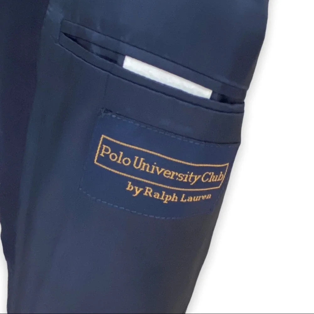Ralph‎ Lauren Polo University Linen Blazer Jacket Sport Coat Navy Blue 41 T